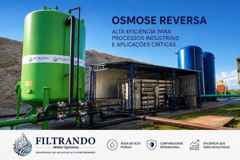 Sistema de osmose reversa industrial para produção de água desmineralizada utilizada em caldeiras e turbinas